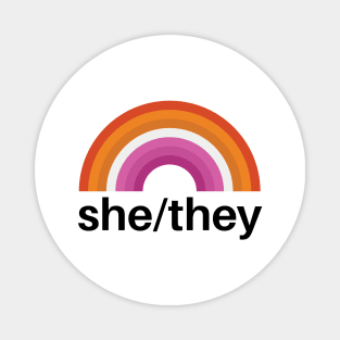 She/They Pronouns Lesbian Pride Magnet